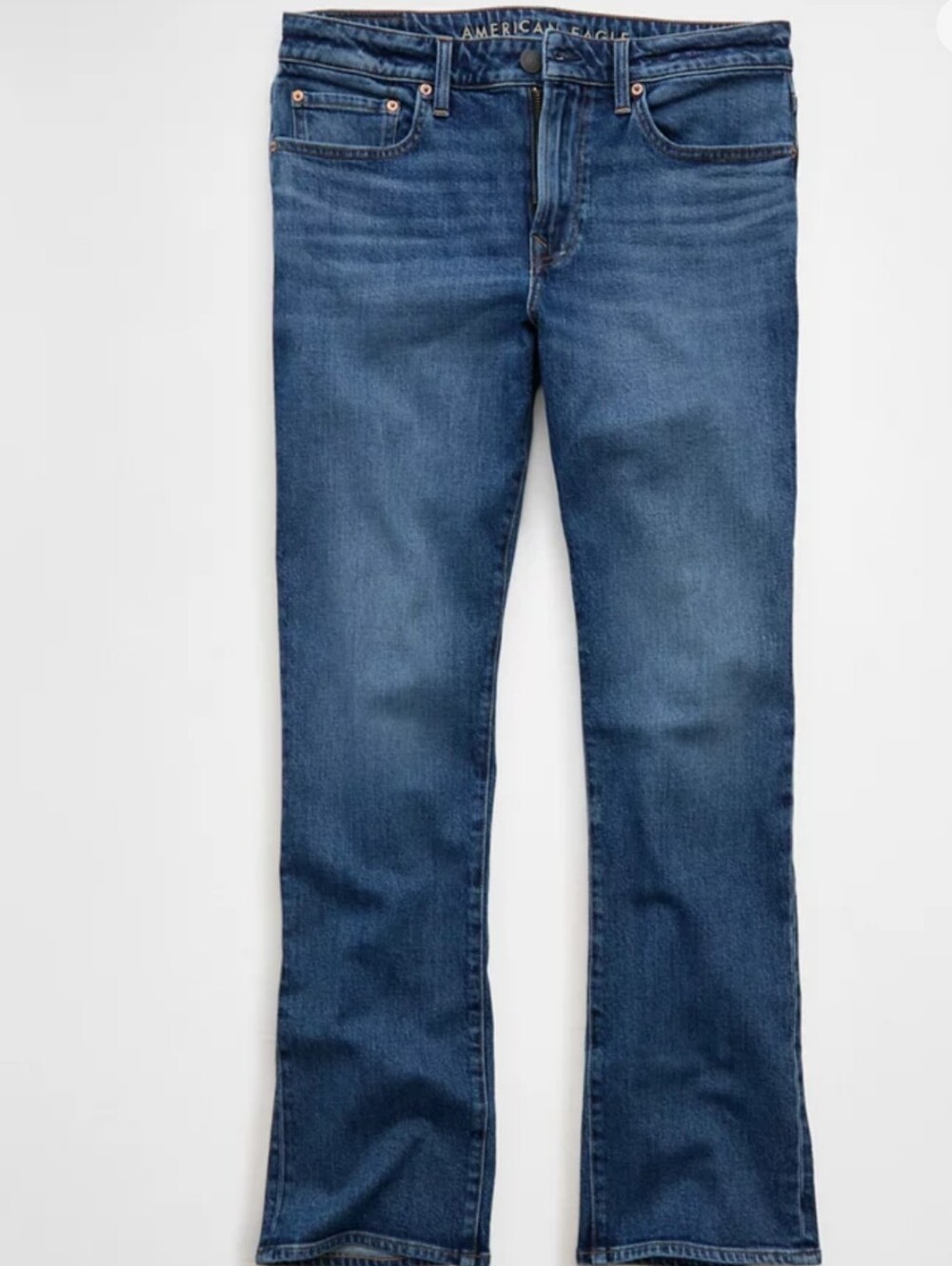 New! American Eagle AirFlex+ Original Bootcut Jean Size 34 X 30 Indigo Bootcut